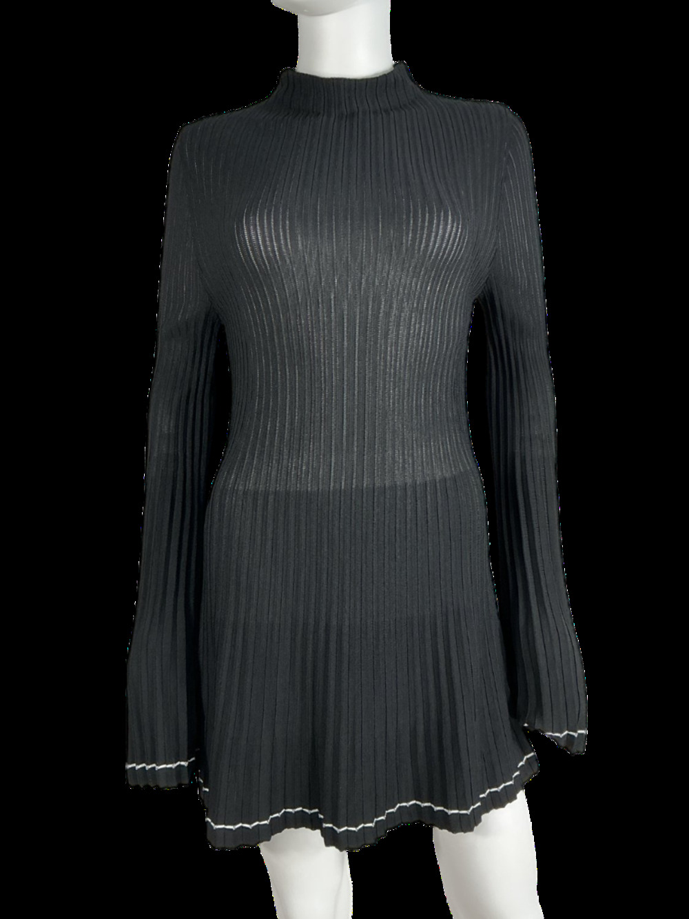 Cos Ribbed Black Mock Neck Dress Size S